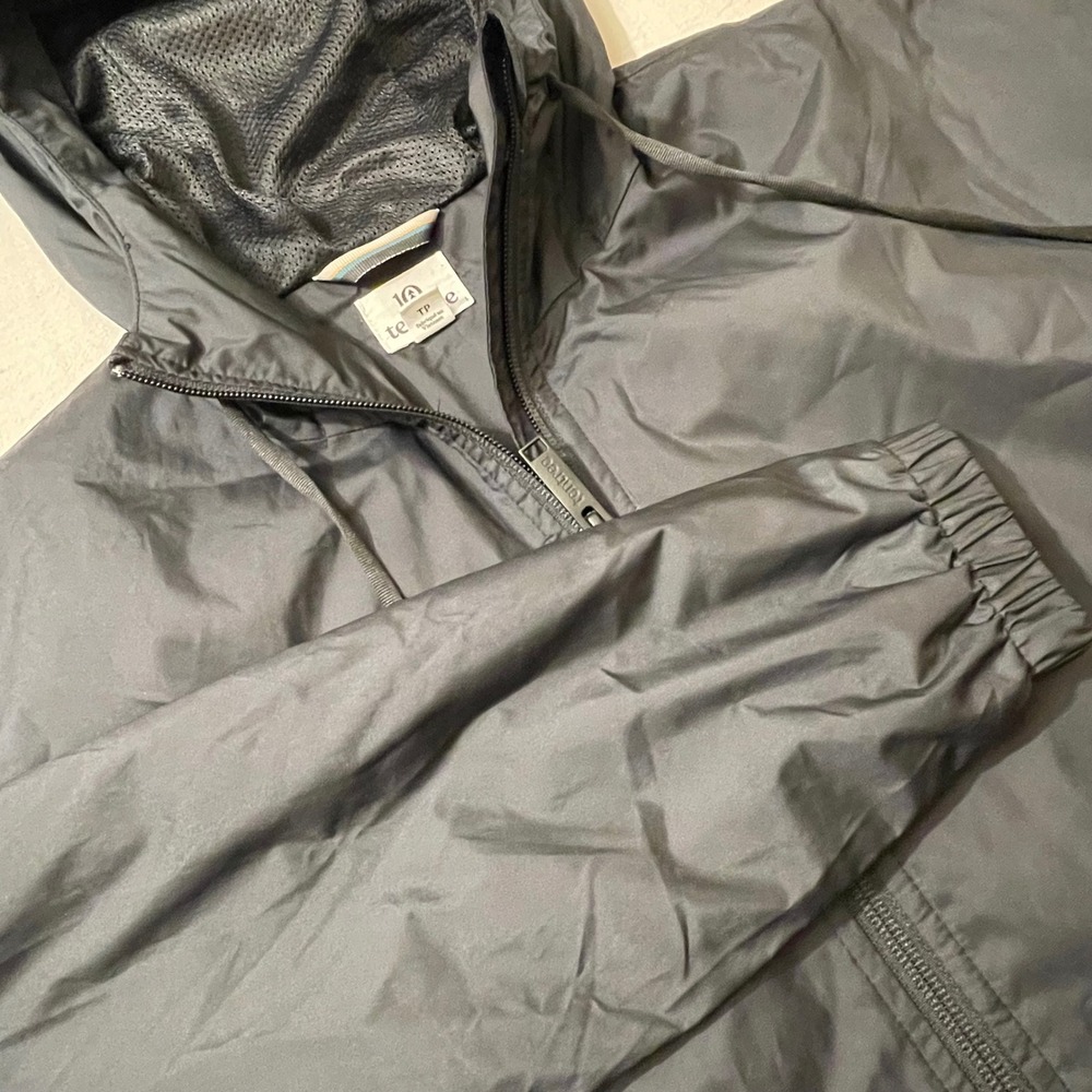 Tentree Windbreaker Jacket XS Black Full Zip‎ Lightweight Hooded Coat